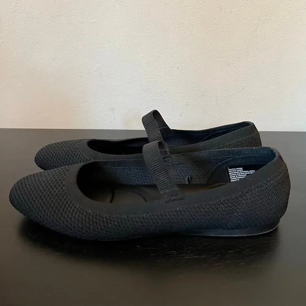A New Day Black Lightweight Comfort Mary Jane Ballet Flats Stretch Washable 7